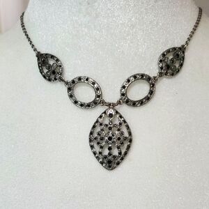 Estate Silver Necklace with Black Detailing